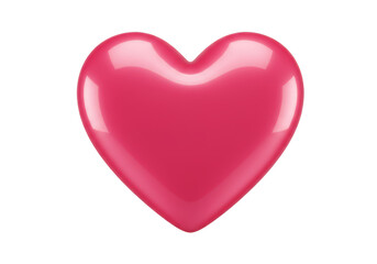 Isolated Heart Shape Glossy Red Illustration on Transparent Background