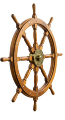 Isolated Wooden Ship Wheel with Brown Color on Transparent Background