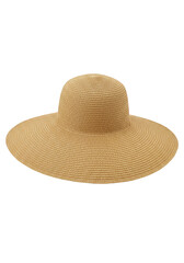 Isolated Woven Straw Hat with Wide Brim for Summer Fashion Holiday