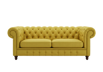 Isolated Yellow Chesterfield Sofa Luxurious and Classic Furniture Design