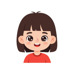 Obraz premium Illustration of Smiling Brunette Girl Character on Transparent Background