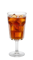 Transparent Glass of Iced Cola Beverage a PNG Illustration with Ice Cubes