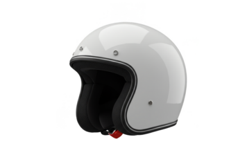 Isolated Render of White Motorcycle Helmet with Transparent Background