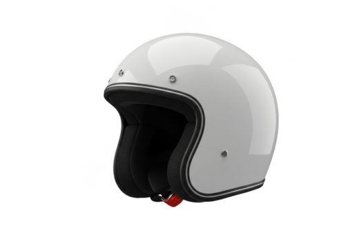 Isolated Render of White Motorcycle Helmet with Transparent Background