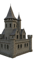 Fototapeta premium Illustration of Stone Castle Architecture With Tower Fortress and Gray Color