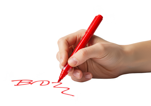 Transparent PNG of Hand Writing with Red Marker on Transparent Backdrop - Powered by Adobe