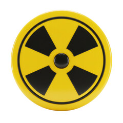 Fototapeta premium Yellow and black radiation hazard symbol in a circle shape isolated on transparent background