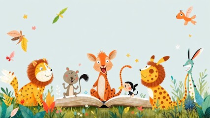 Naklejka premium Charming Animal Illustrations for a Children's Storybook