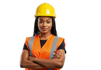 Portrait of a Confident Female Construction Engineer with Transparent Background