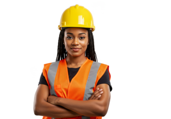 Portrait of a Confident Female Construction Engineer with Transparent Background
