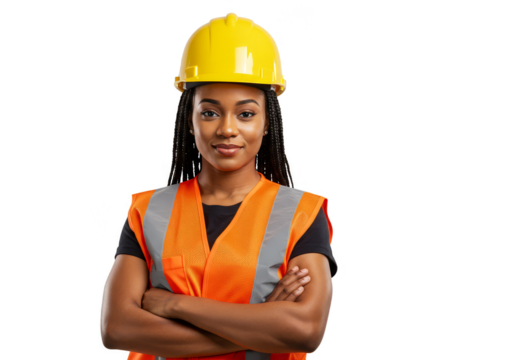 Portrait of a Confident Female Construction Engineer with Transparent Background