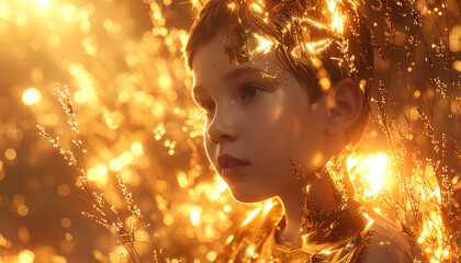 Abstract Midas Touch: Face of A Child Surrounded in Gold 8