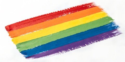 Obraz premium Colorful Pride Rainbow Flag Flutters Against Bright Blue Sky Celebrating Diversity