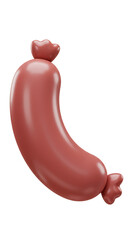 Realistic Sausage Isolated in Transparent Background 3d Rendering