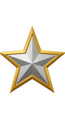 Isolated 3D Gold and Silver Star Metal Award Decoration Shining