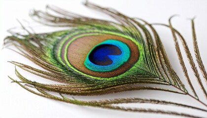 Fototapeta premium A peacock Feather on a white Surface