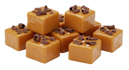 Isolated Pile of Square Brown Caramel Sweets Candy Chocolate PNG