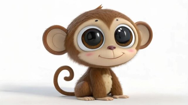 Funny sleepy cartoon baby monkey blinking eyes monkey clipart