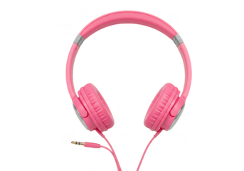 Isolated Pink Headphones Music Audio Listening on Transparent Background