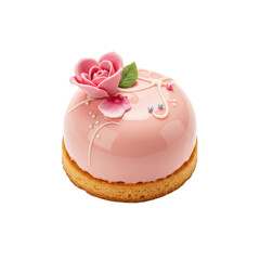 Isolated Transparent Background of Pink Rose Decorated Cake Dessert Sweet