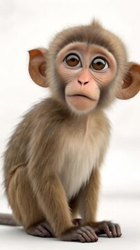Surprised baby monkey looking up with cute face monkey clipart