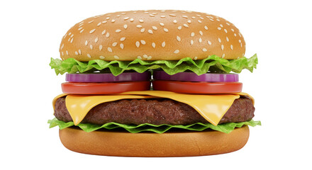 Isolated Transparent Background Photo of Delicious Sesame Seed Burger