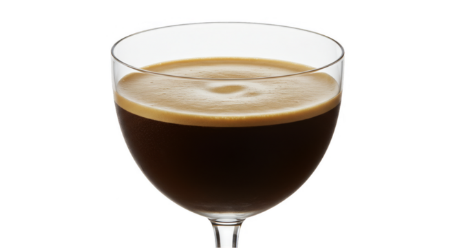 Isolated Transparent Espresso Martini Cocktail Drink in Glass Background