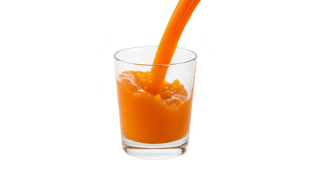 Isolated Transparent Orange Juice Pouring in Glass Beverage Liquid Fruit