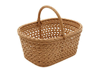 Obraz premium Isolated Woven Wicker Basket With Handle Container Rattan Portable