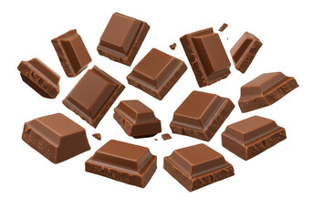 Obraz premium Isolated Background Sweet Cocoa Chocolate Chunks Delicious Brown Squares