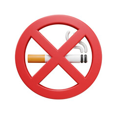 Fototapeta premium No Smoking Illustration Forbidden Cigarette Symbol on Transparent Background