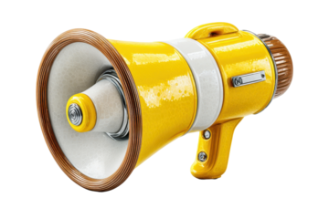 Bright Yellow Megaphone Isolated on White Background for Announcements and Events