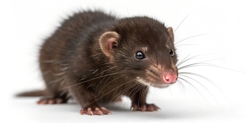 Obraz premium Close Up Of A Brightey Ferret Exploring A Natural Habitat In Early Morning Light