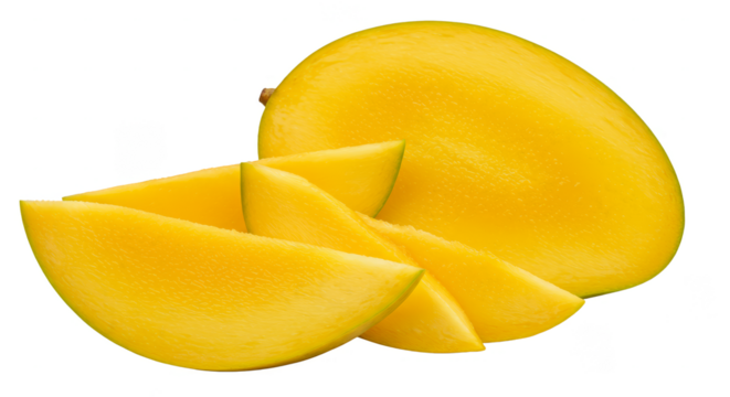 Photorealistic Slice Mango Tropical Fruit Yellow Food Transparent Background