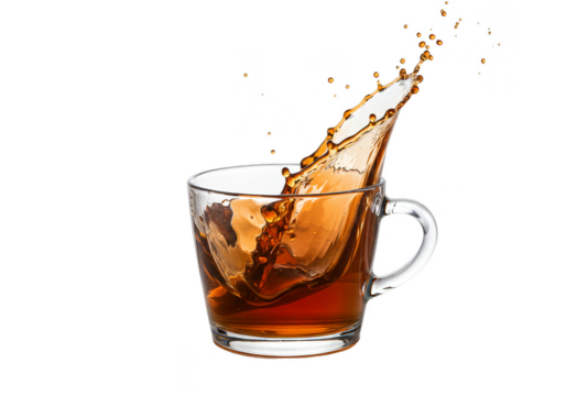 Isolated Splashing Tea Drink Liquid Motion on Transparent Background
