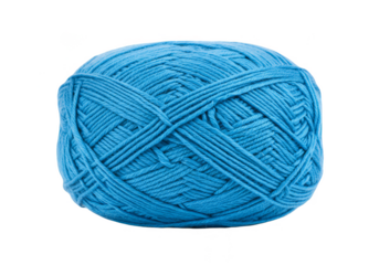 Isolated Blue Yarn Ball Close Up Fiber Art on Transparent Background