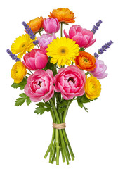Obraz premium Isolated Bouquet of Ranunculus Gerbera Floral Bloom with Transparent Background
