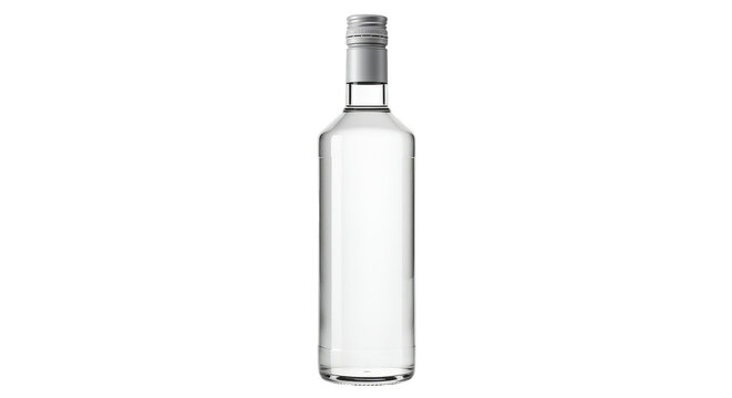 Realistic Empty Clear Alcohol Bottle Mockup with Transparent Background