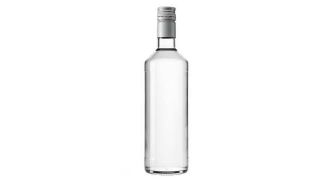 Realistic Empty Clear Alcohol Bottle Mockup with Transparent Background