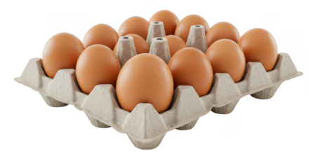 Realistic Image of A Dozen Brown Eggs in A Tray Food Fresh Raw