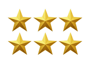 Six Gold Stars Shining Decorative Excellence Isolated Background