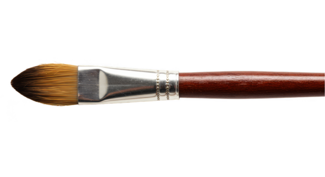 Isolated Cosmetic Makeup Brush With Wooden Handle And Silver Ferrule