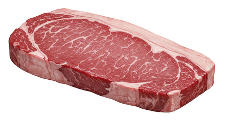 Isolated Transparent Background of Marbled Raw Beef Steak Sirloin Cut