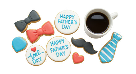 Naklejka premium Isolated Fathers Day Celebration Cookies Cup Of Coffee Illustration