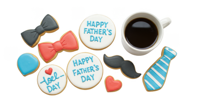 Isolated Fathers Day Celebration Cookies Cup Of Coffee Illustration