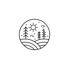 Nature logo monoline design illustration