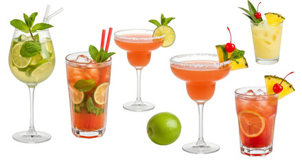 Isolated Transparent Background of Tropical Cocktails Summer Drink Photo