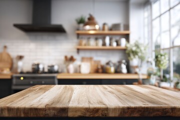 Wooden Table in Kitchen Interior