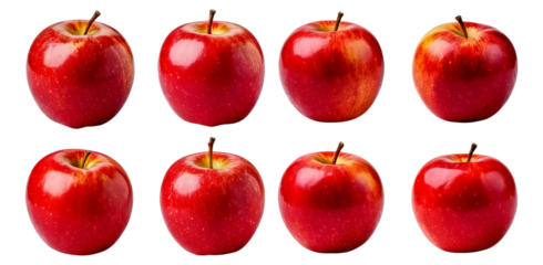 Fresh Red Apples Arranged in a Grid Pattern for Healthy Eating, Isolated on Transparent, white background