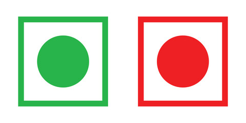 colorful veg non-veg sign icon. vegan food stickers. vegetarian and non vegetarian sign. green dot and red dot in squares for indicating veg and non-veg. vector illustration on transparent background.